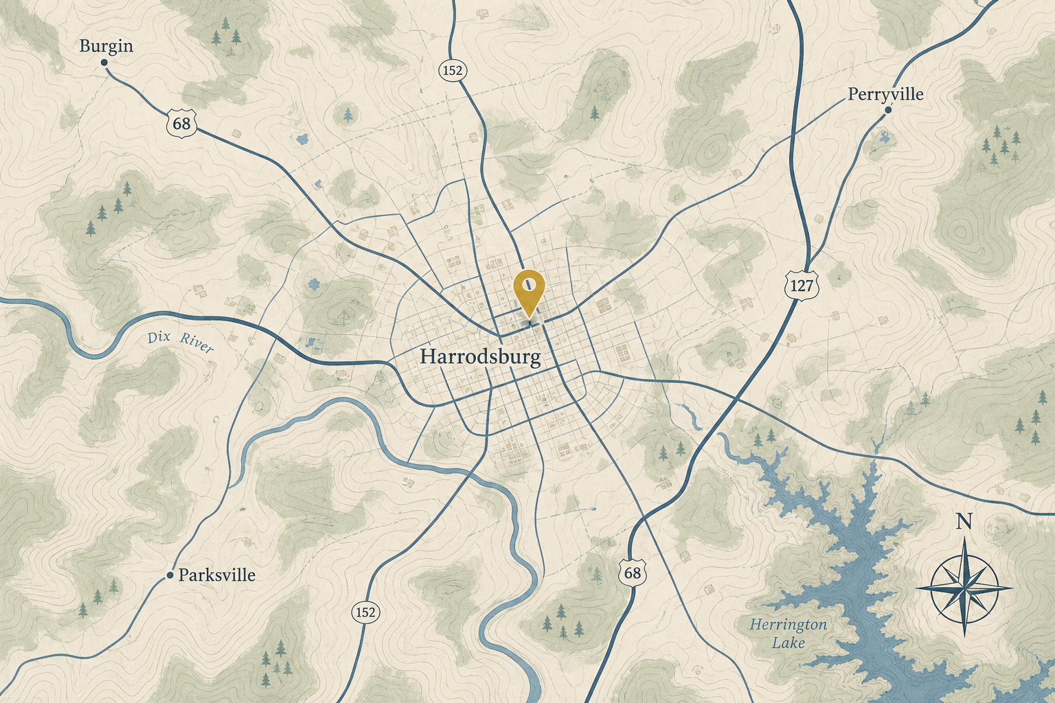 Map placeholder for Crestwood, Kentucky